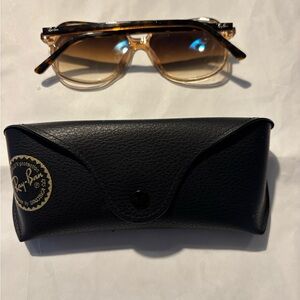 Ray-Ban Amber Sunglasses with Black Leather Case